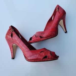 Gianni Bini Red Leather Heels ~ Size 8M